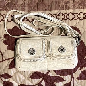 Brighton white pebble leather wallet clutch wristlet crossbody